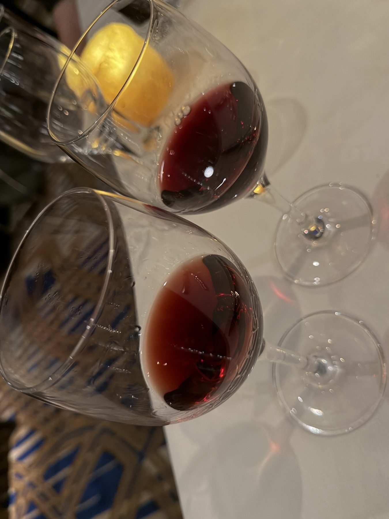 Two glasses of Pinot Noir at the Domaine Serene dinner