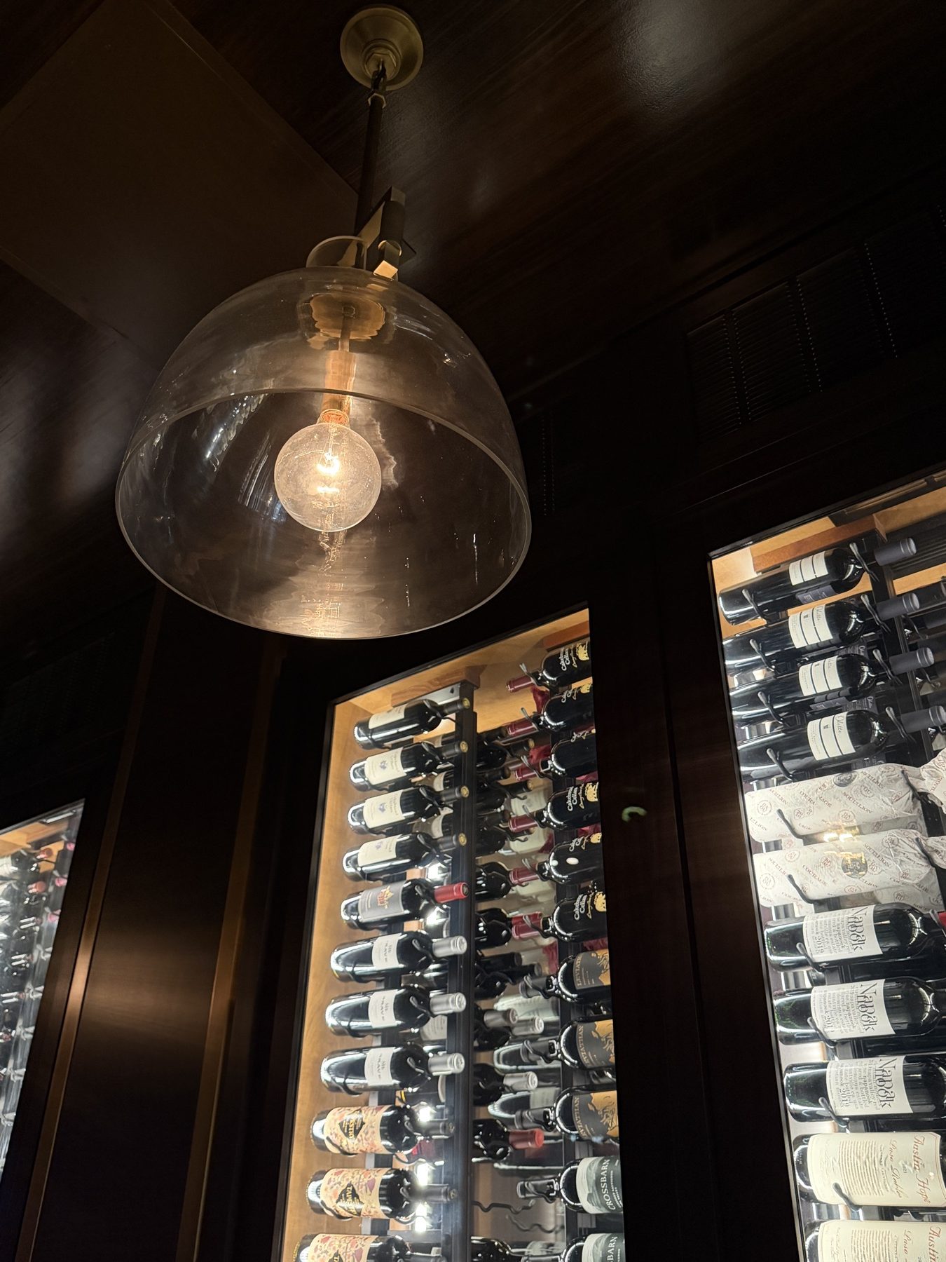 Lit wine cabinets at Council Oak