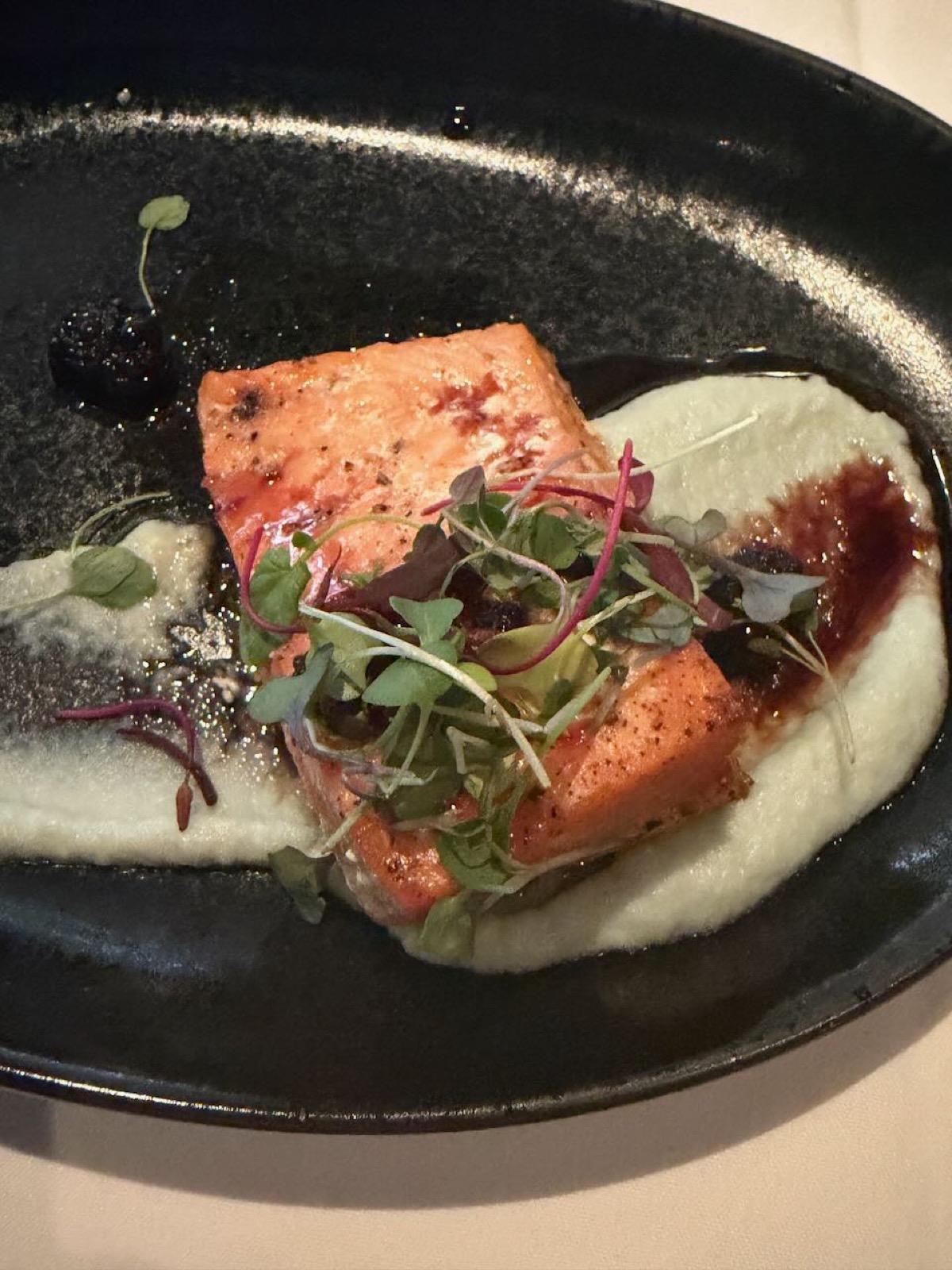 Pacific Northwest salmon with celery root puree