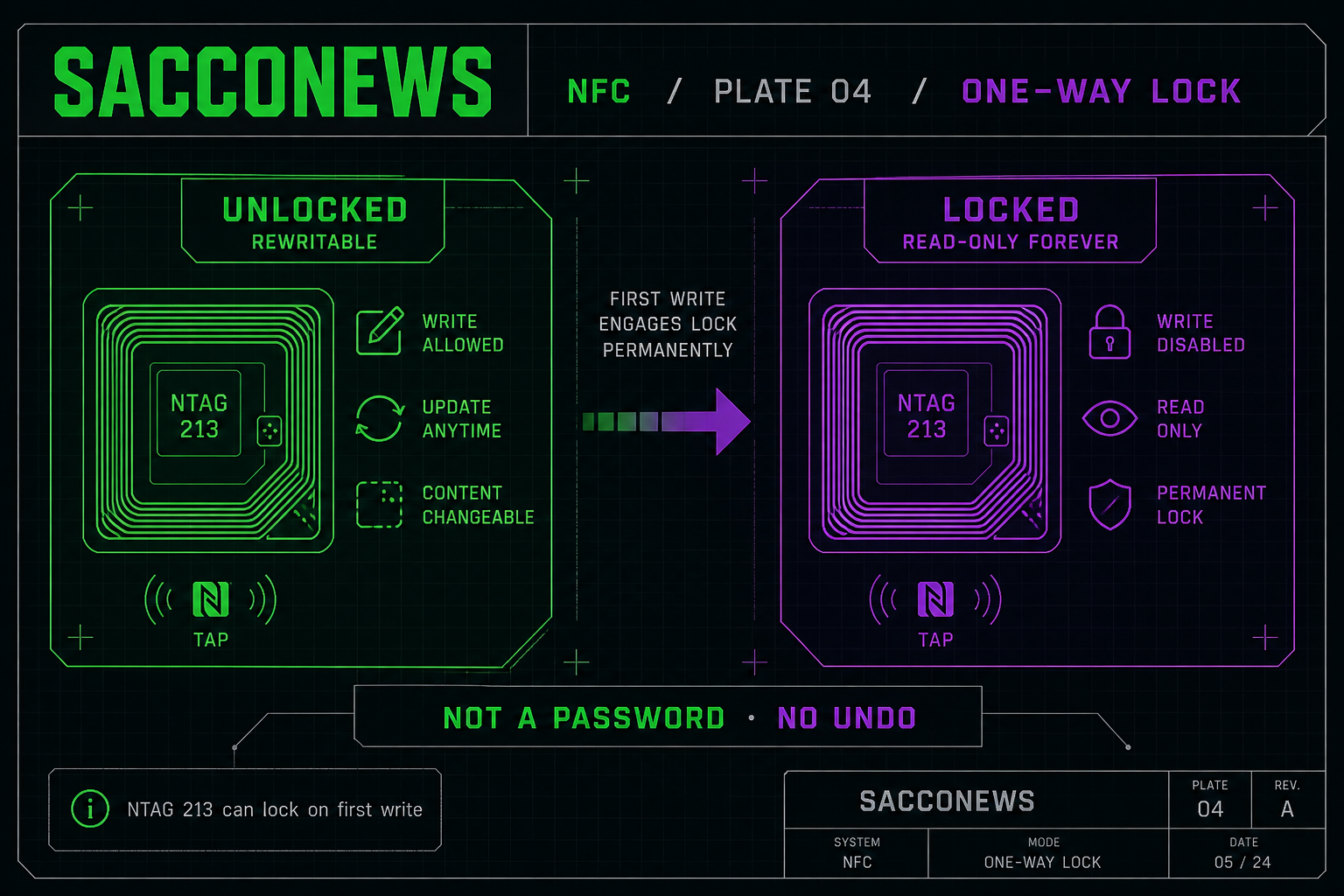 SaccoNews field guide: NFC one-way lock