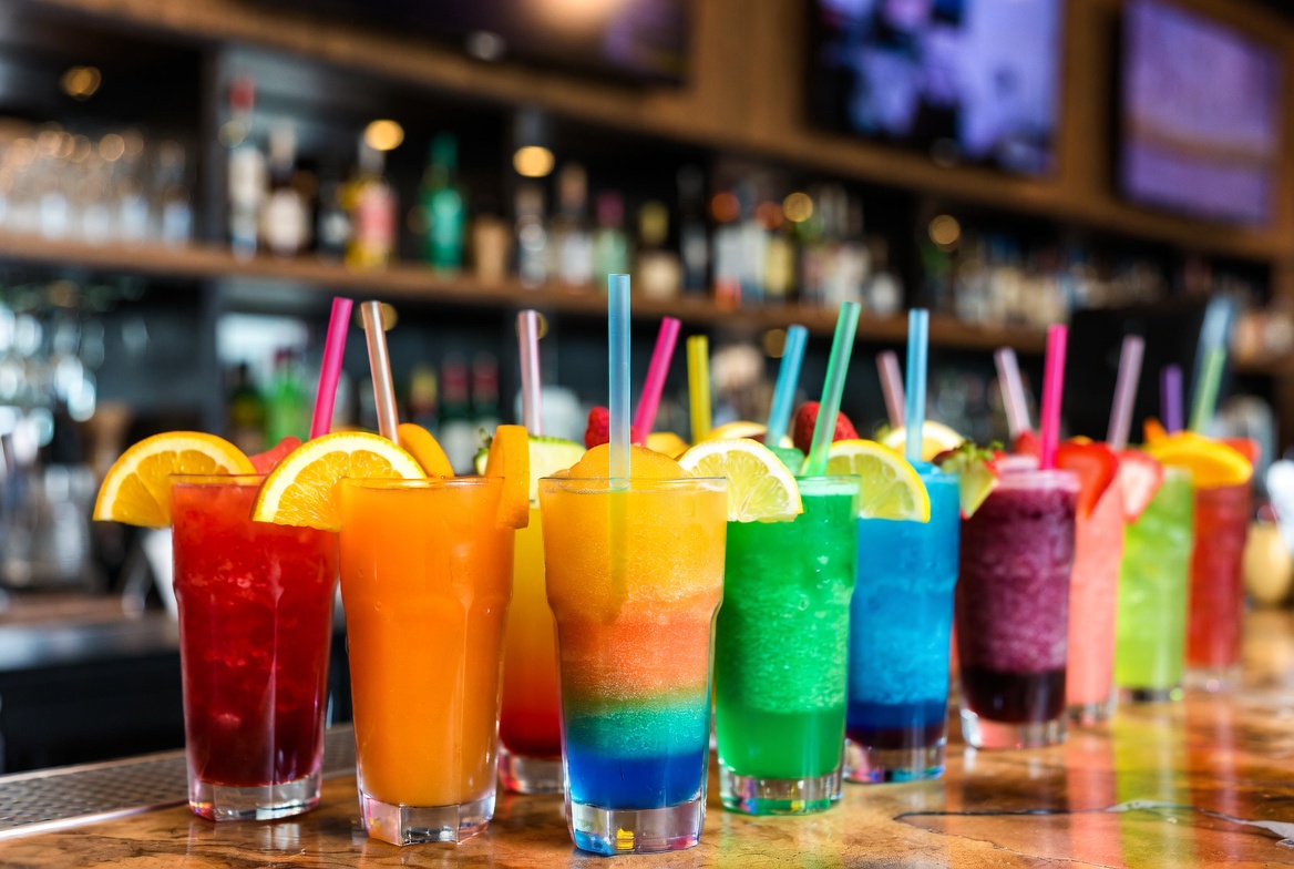Colorful slushie cocktails at Midtown Spirits