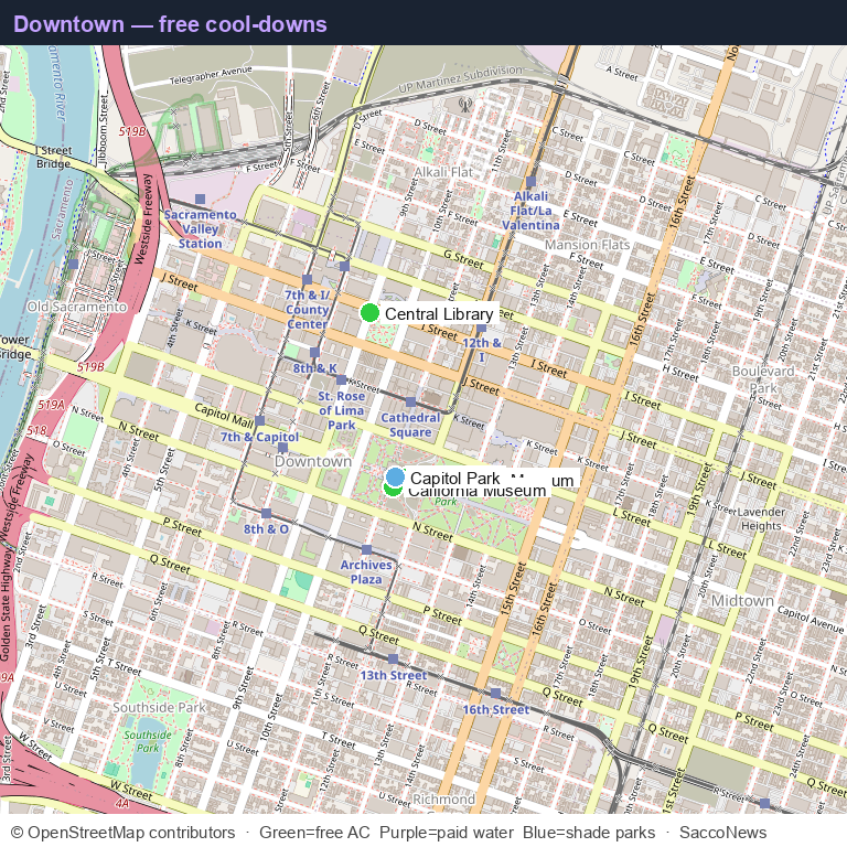 Downtown map: Central Library, museums, Capitol Park