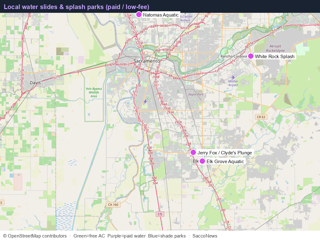 Map of local aquatic centers and splash parks