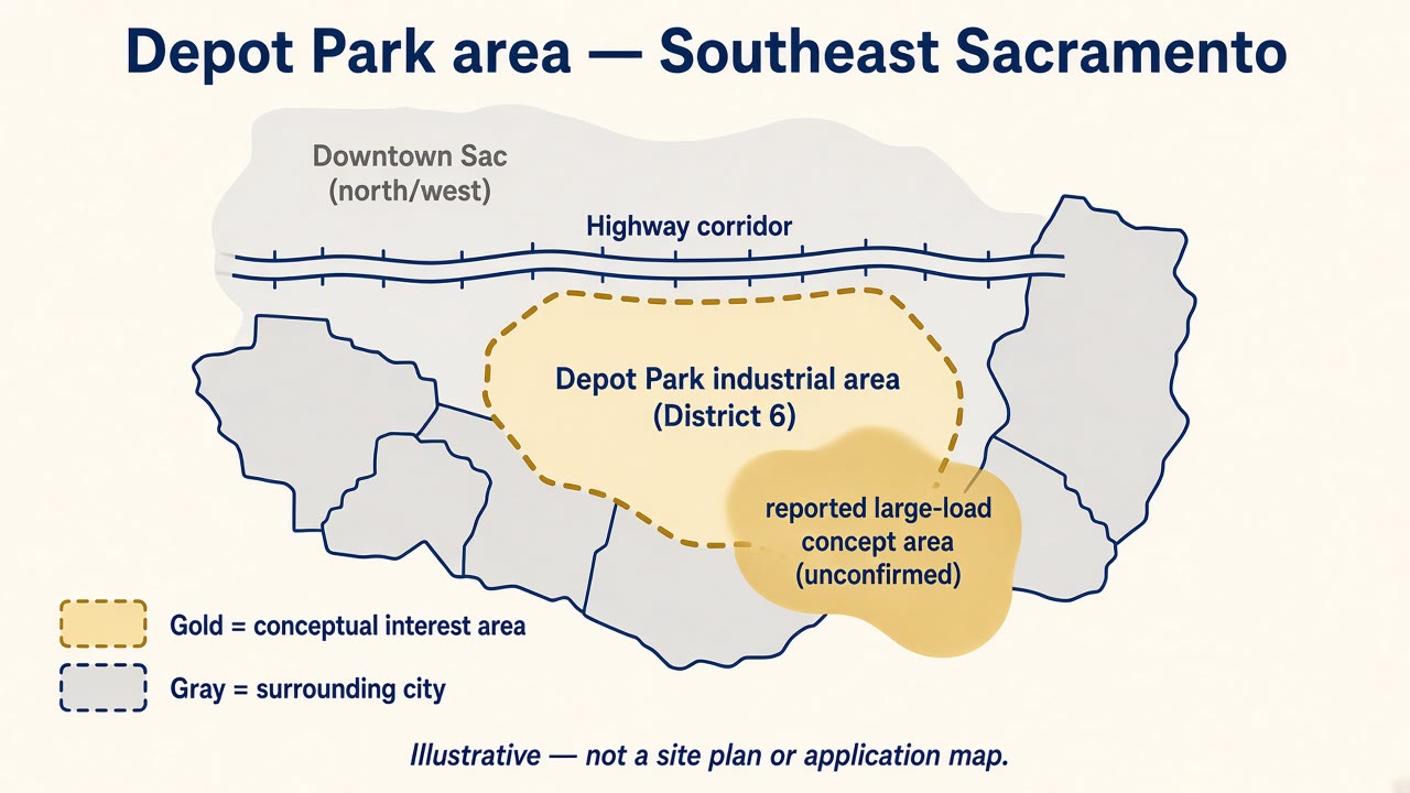 Illustrative Depot Park / District 6 industrial area schematic